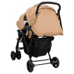 vidaXL Cărucior pentru gemeni în tandem, gri taupe, oțel vidaXL Cărucior pentru gemeni în tandem, gri taupe, oțel