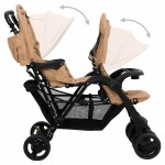 vidaXL Cărucior pentru gemeni în tandem, gri taupe, oțel vidaXL Cărucior pentru gemeni în tandem, gri taupe, oțel