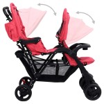 vidaXL Cărucior pentru gemeni în tandem, roșu, oțel vidaXL Cărucior pentru gemeni în tandem, roșu, oțel