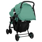 vidaXL Cărucior pentru gemeni în tandem, verde, oțel vidaXL Cărucior pentru gemeni în tandem, verde, oțel