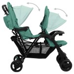 vidaXL Cărucior pentru gemeni în tandem, verde, oțel vidaXL Cărucior pentru gemeni în tandem, verde, oțel