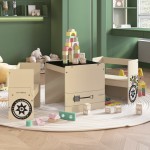 vidaXL Set masă&scaune pentru copii 3 piese model mașină off-road MDF vidaXL Set masă&scaune pentru copii 3 piese model mașină off-road MDF