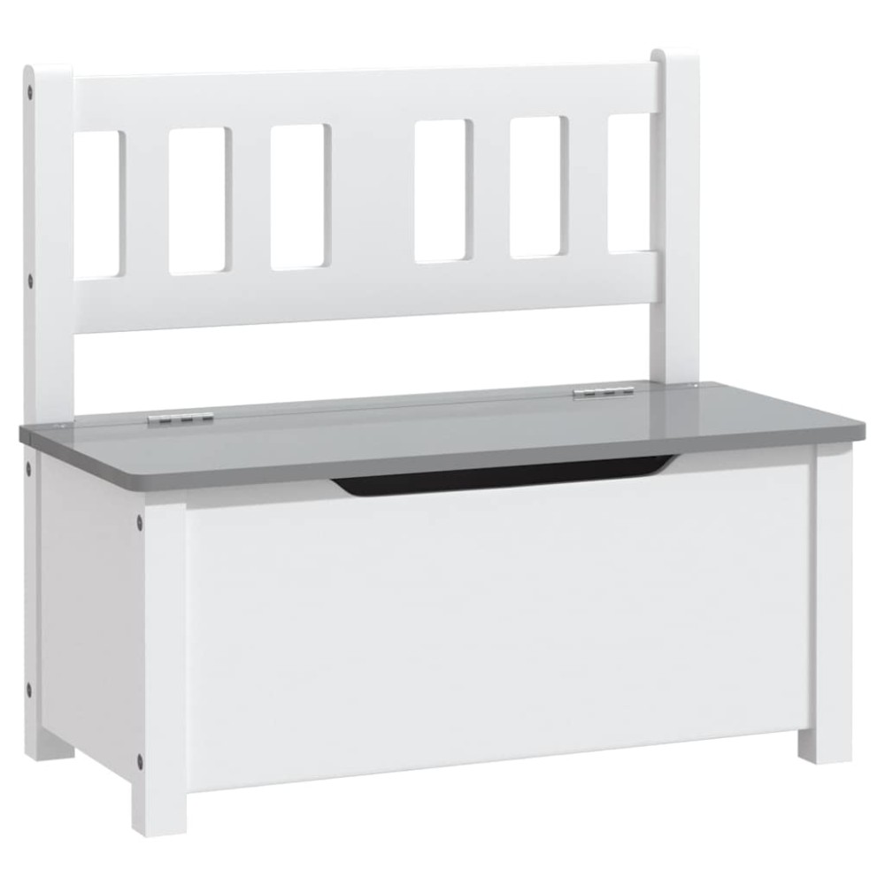vidaXL Bancă de depozitare pentru copii, alb/gri, 60x30x55 cm, MDF