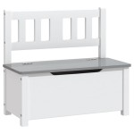 vidaXL Bancă de depozitare pentru copii, alb/gri, 60x30x55 cm, MDF vidaXL Bancă de depozitare pentru copii, alb/gri, 60x30x55 cm, MDF