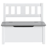 vidaXL Bancă de depozitare pentru copii, alb/gri, 60x30x55 cm, MDF vidaXL Bancă de depozitare pentru copii, alb/gri, 60x30x55 cm, MDF