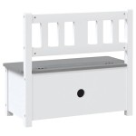 vidaXL Bancă de depozitare pentru copii, alb/gri, 60x30x55 cm, MDF vidaXL Bancă de depozitare pentru copii, alb/gri, 60x30x55 cm, MDF