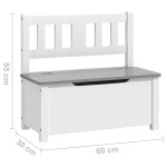 vidaXL Bancă de depozitare pentru copii, alb/gri, 60x30x55 cm, MDF vidaXL Bancă de depozitare pentru copii, alb/gri, 60x30x55 cm, MDF