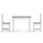 vidaXL Set masă&scaun pentru copii, 3 piese, alb și gri, MDF vidaXL Set masă&scaun pentru copii, 3 piese, alb și gri, MDF