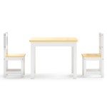 vidaXL Set masă&scaune pentru copii, 3 piese, alb și bej, MDF vidaXL Set masă&scaune pentru copii, 3 piese, alb și bej, MDF