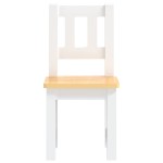 vidaXL Set masă&scaune pentru copii, 3 piese, alb și bej, MDF vidaXL Set masă&scaune pentru copii, 3 piese, alb și bej, MDF