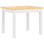 vidaXL Set masă&scaune pentru copii, 3 piese, alb și bej, MDF vidaXL Set masă&scaune pentru copii, 3 piese, alb și bej, MDF