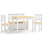 vidaXL Set masă&scaune pentru copii, 4 piese, alb și bej, MDF vidaXL Set masă&scaune pentru copii, 4 piese, alb și bej, MDF