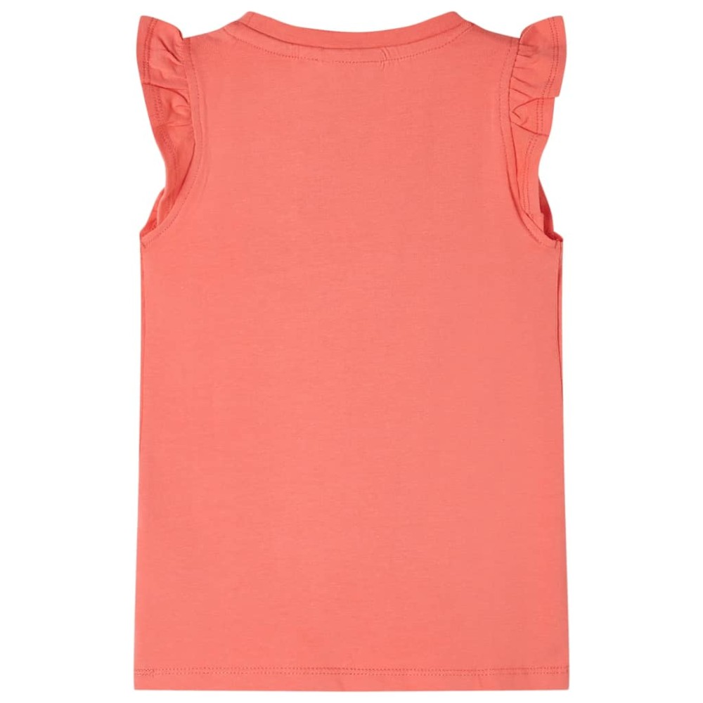 Tricou pentru copii cu mâneci cu volan, coral, 104