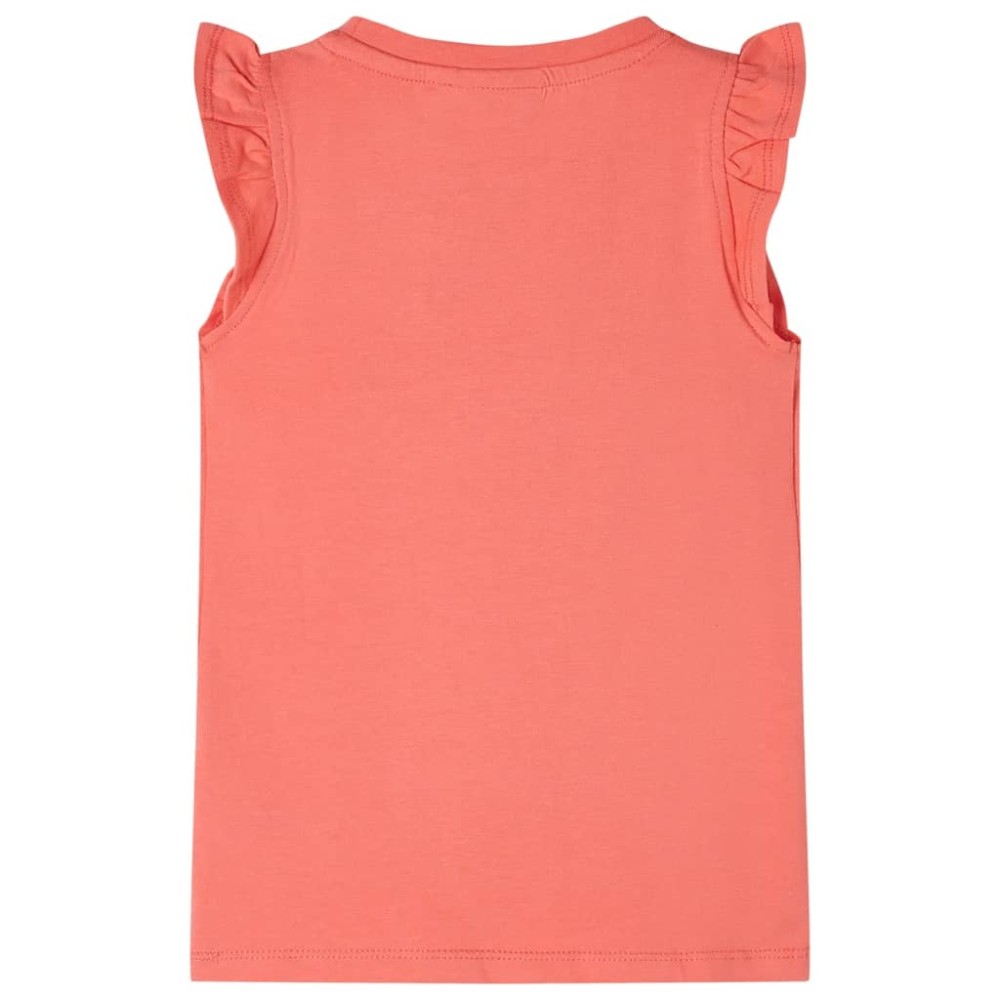 Tricou pentru copii cu mâneci cu volane, coral, 140