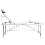 Masă masaj pliabilă, 4 zone, crem, cadru aluminiu