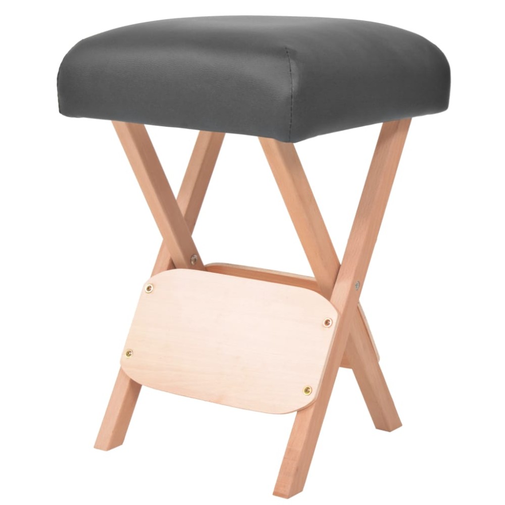 vidaXL Taburet pliabil de masaj, șezut gros de 12 cm & 2 perne, negru