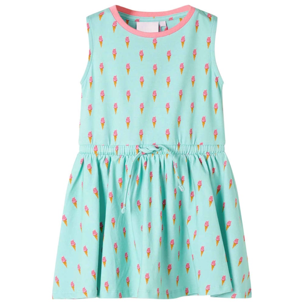 Rochie pentru copii cu șnur în talie, verde mentă deschis, 128