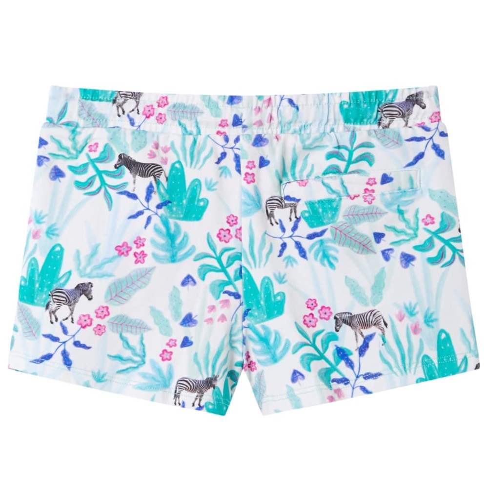 Pantaloni scurți pentru copii cu șnur, ecru și verde mentă închis, 128