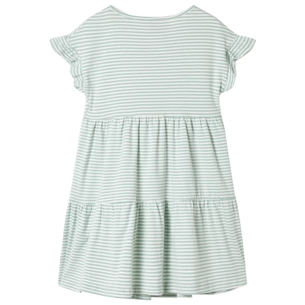 Rochie pentru copii, mâneci cu volane, verde mentă, 104