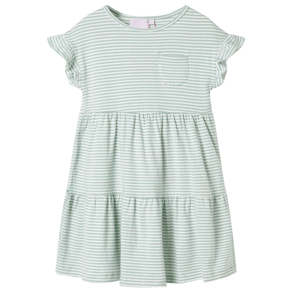 Rochie pentru copii, mâneci cu volane, verde mentă, 104