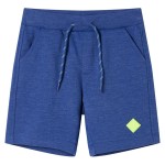 Pantaloni scurți pentru copii cu șnur, albastru melanj, 140