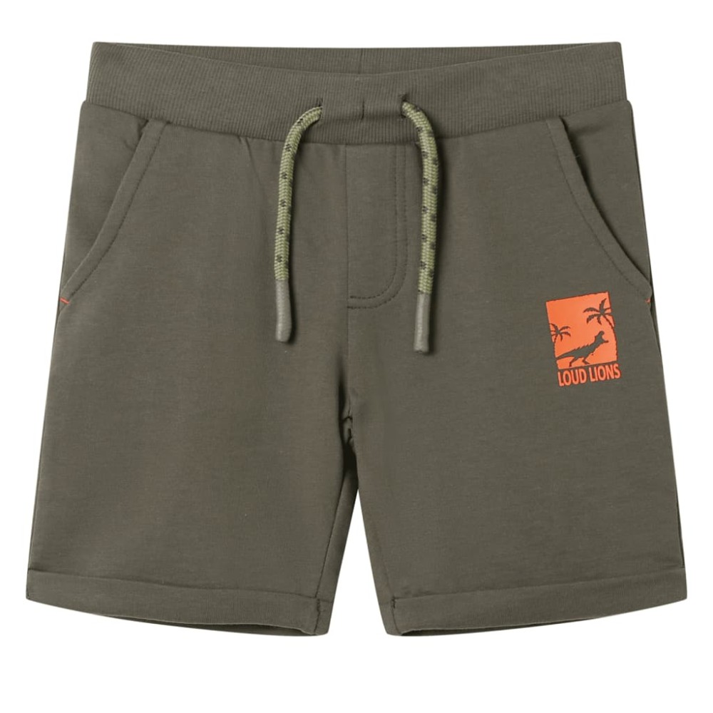 Pantaloni scurți pentru copii cu șnur, kaki închis, 128