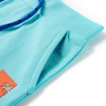 Pantaloni scurți pentru copii cu șnur, albastru verzui, 128