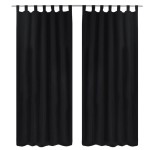 Draperii micro-satin cu bride, 2 buc, 140 x 175 cm, negru Draperii micro-satin cu bride, 2 buc, 140 x 175 cm, negru