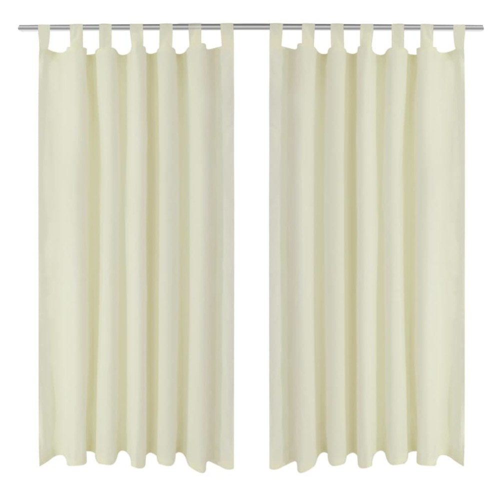Draperii micro-satin cu bride, 140 x 175 cm, crem, 2 buc.