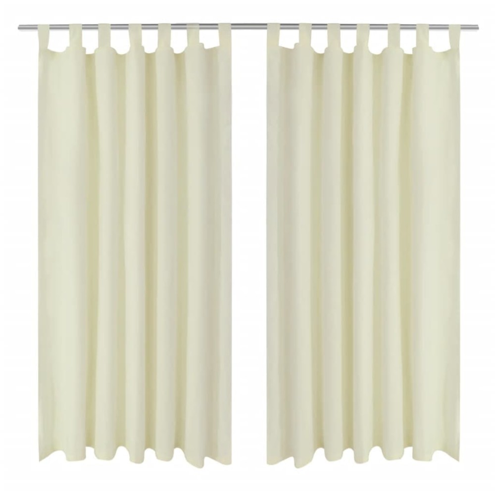 Draperii micro-satin cu bride, 140 x 245 cm, crem, 2 buc.