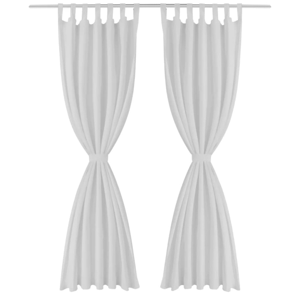 Draperii micro-satin cu bride, 140 x 175 cm, alb, 2 buc.