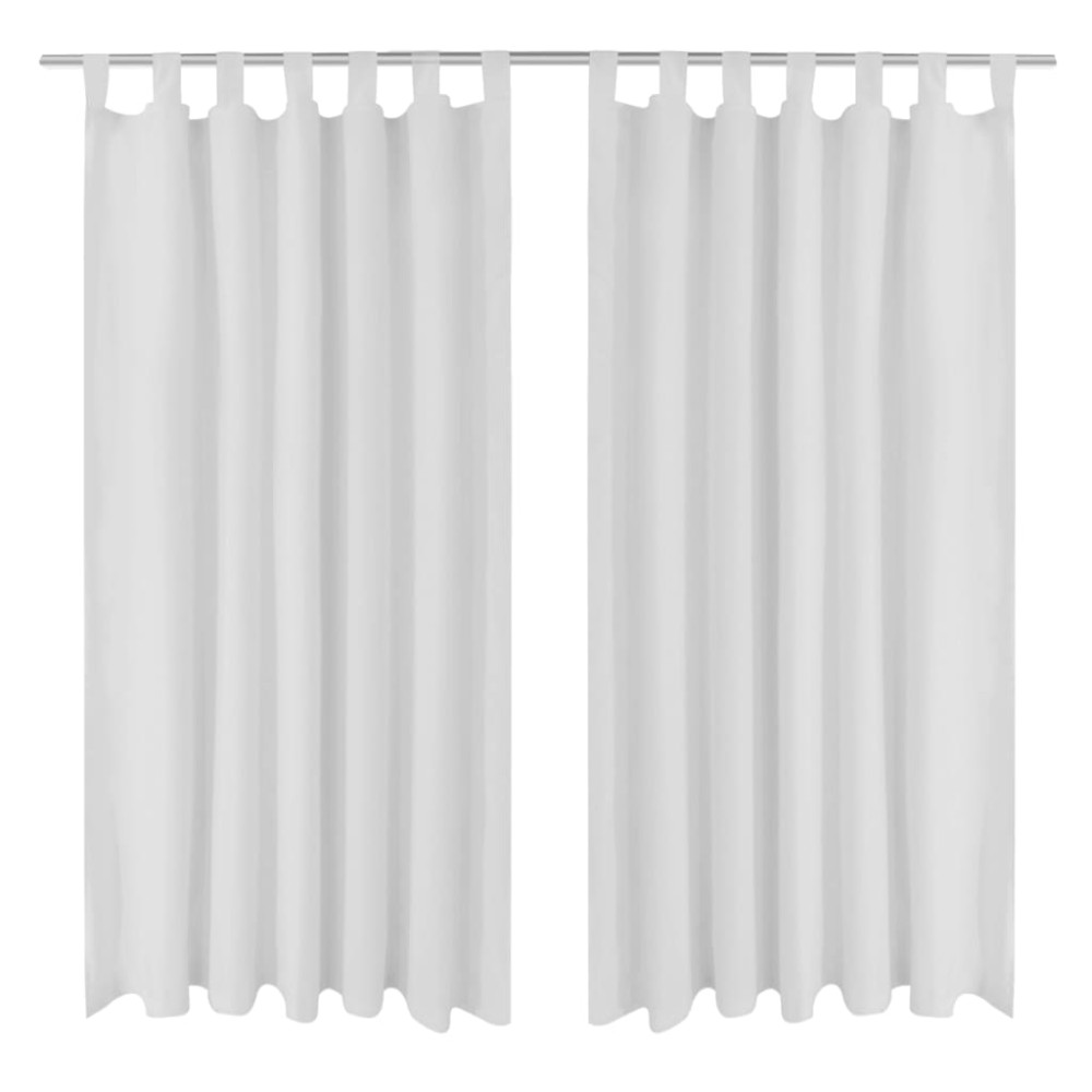 Draperii micro-satin cu bride, 2 buc., 140 x 225 cm, alb
