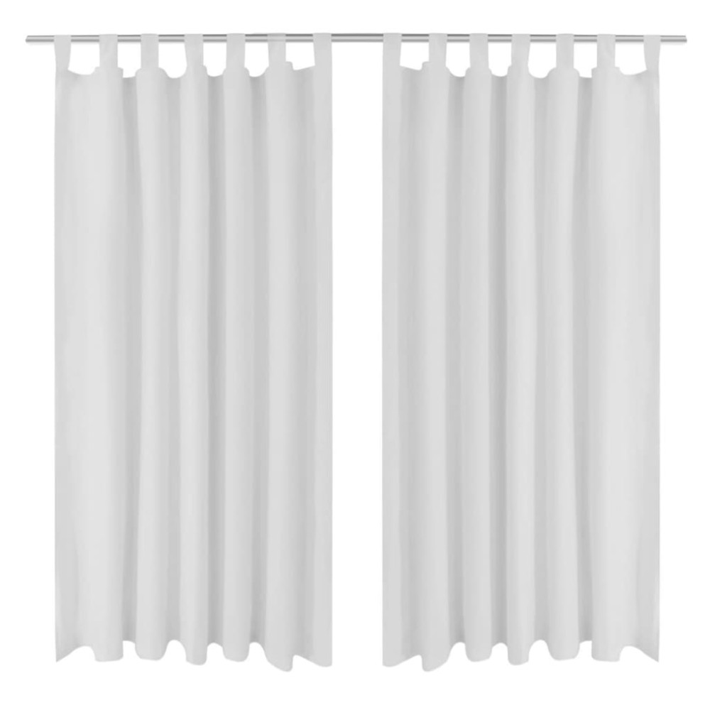 Draperii micro-satin cu bride, 140 x 245 cm, alb, 2 buc.
