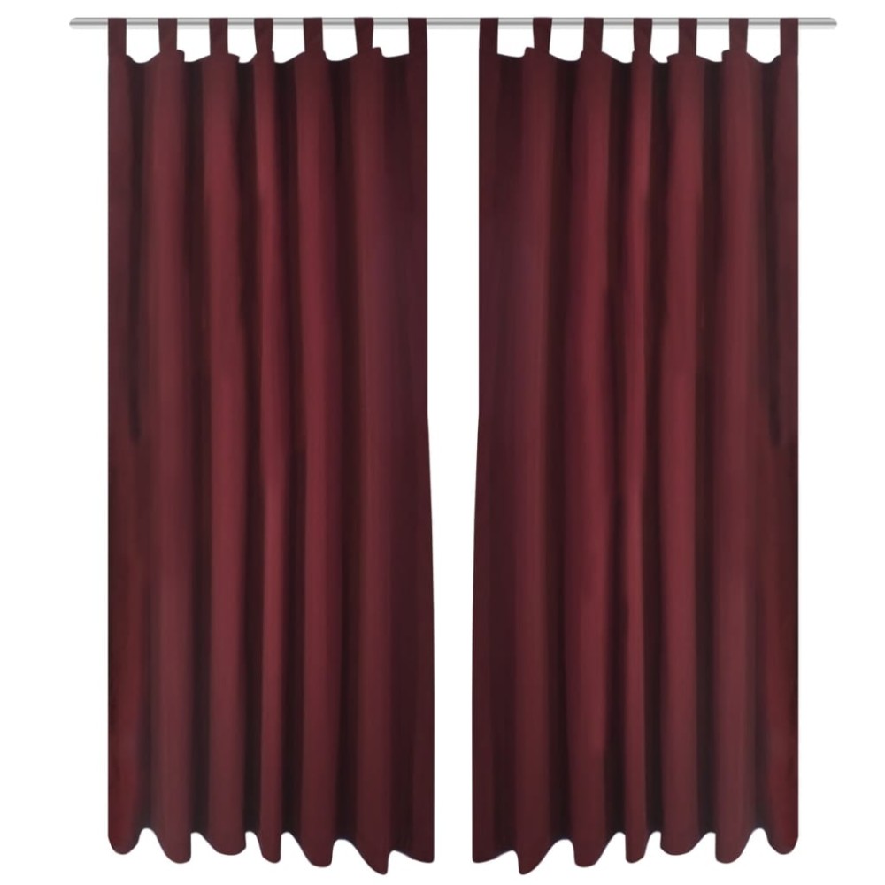 Draperii micro-satin cu bride, 140 x 225 cm, roșu bordo, 2 buc.