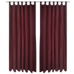 Draperii micro-satin cu bride, 140 x 225 cm, roșu bordo, 2 buc.