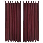 Draperii micro-satin cu bride, 140 x 245 cm, roșu bordo, 2 buc.