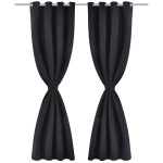 Draperii opace cu inele metalice, 2 buc., negru, 135 x 245 cm Draperii opace cu inele metalice, 2 buc., negru, 135 x 245 cm