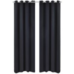 Draperii opace cu inele metalice, 2 buc., negru, 135 x 245 cm Draperii opace cu inele metalice, 2 buc., negru, 135 x 245 cm