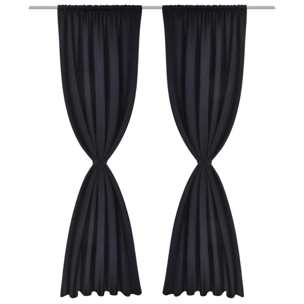 Draperii opace cu rejansă, 2 buc., negru, 135 x 245 cm