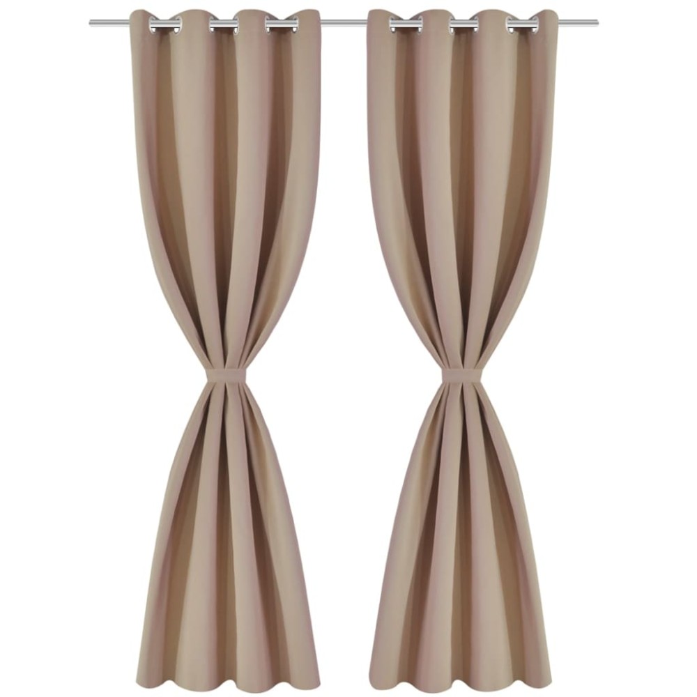 Draperii opace cu inele metalice, 2 buc., crem, 135 x 245 cm