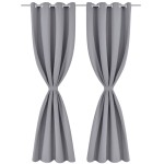 Draperii opace cu inele metalice, 2 buc., gri, 135 x 245 cm Draperii opace cu inele metalice, 2 buc., gri, 135 x 245 cm
