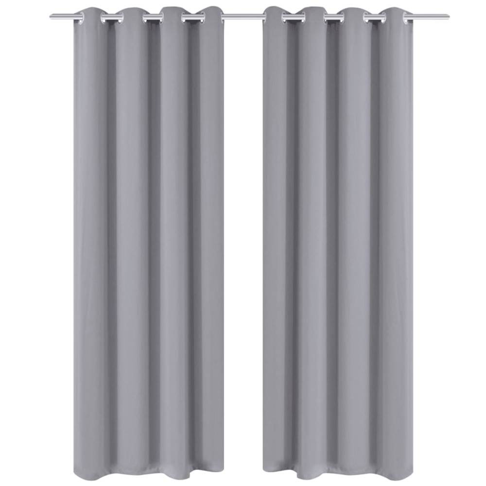 Draperii opace cu inele metalice, 2 buc., gri, 135 x 245 cm