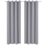 Draperii opace cu inele metalice, 2 buc., gri, 135 x 245 cm Draperii opace cu inele metalice, 2 buc., gri, 135 x 245 cm