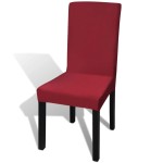 vidaXL Huse de scaun elastice drepte, 6 buc., roșu bordo vidaXL Huse de scaun elastice drepte, 6 buc., roșu bordo