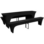 Set huse pentru masa de bere și băncuțe, 220x50x80 cm, negru, 3 buc. Set huse pentru masa de bere și băncuțe, 220x50x80 cm, negru, 3 buc.