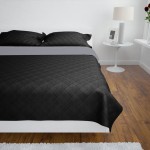 Cuvertură matlasată cu două fețe, negru/gri, 230 x 260 cm Cuvertură matlasată cu două fețe, negru/gri, 230 x 260 cm