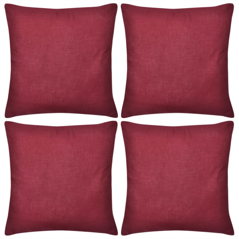 Huse de pernă din bumbac, 40 x 40 cm, roșu burgund, 4 buc.