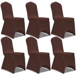 vidaXL Husă de scaun elastică, 6 buc., maro vidaXL Husă de scaun elastică, 6 buc., maro