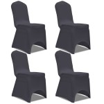 vidaXL Husă de scaun elastică, 4 buc., antracit vidaXL Husă de scaun elastică, 4 buc., antracit