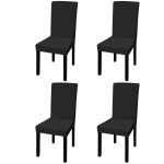 vidaXL Huse de scaun elastice drepte, 4 buc., negru vidaXL Huse de scaun elastice drepte, 4 buc., negru